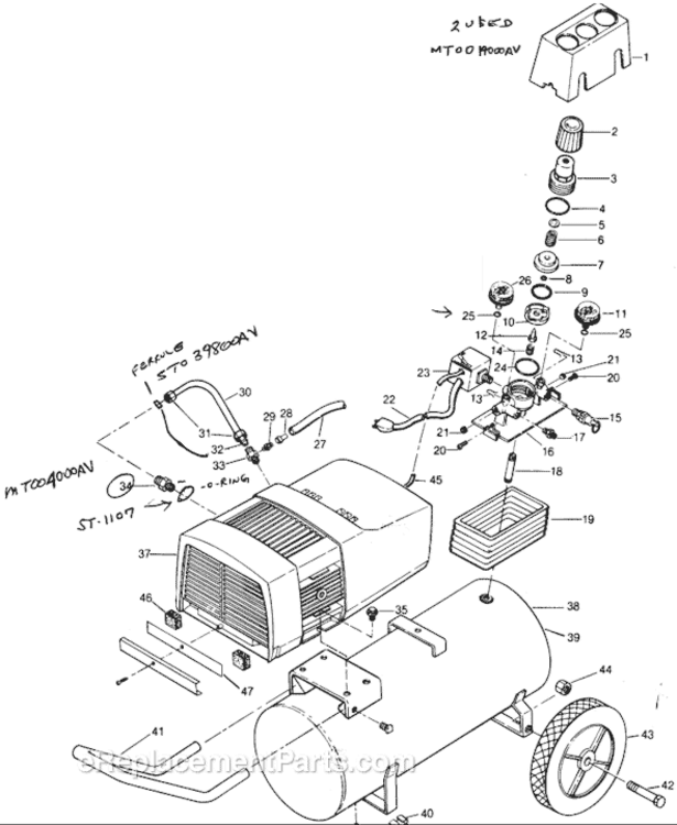Page A Diagram and Parts List for LT500300  Campbell Hausfeld Compressor